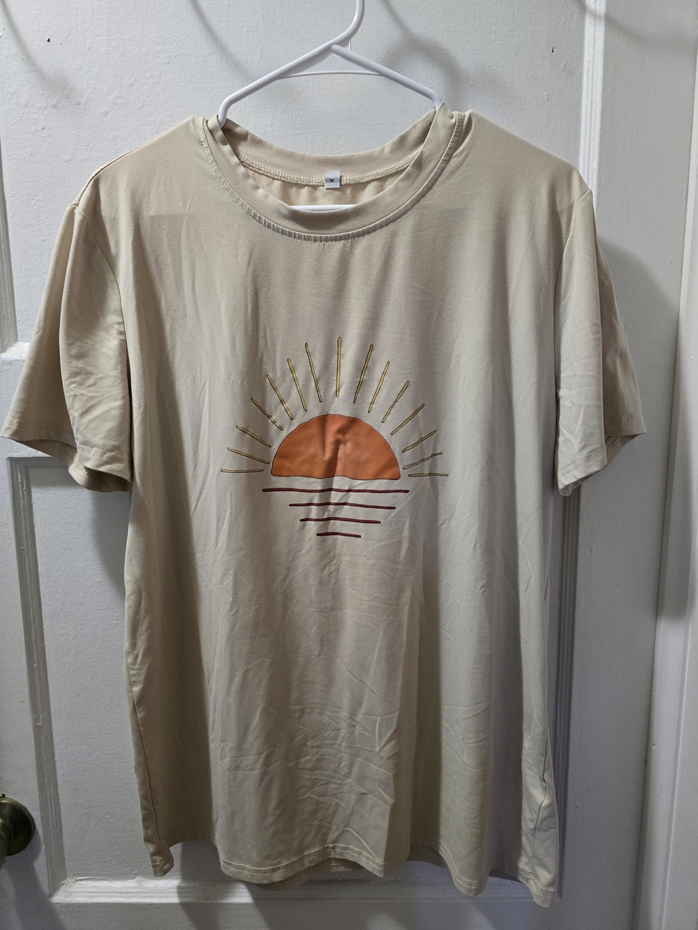 Cream Graphic Sun T-Shirt - Casual Tee